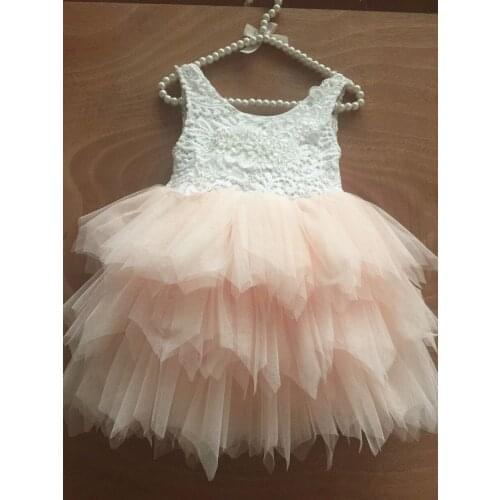 Childrens Wear New Cake Tutu Princess Dresses Birthday for Baby Girl Lace Lovely Girl Flower Dress for Wedding