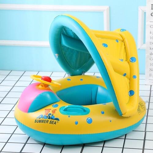 Kids Swimming Circle Baby Accessories Inflatable Circle Swimming Pool Accessories Baby Float Circles Adjustable Sunshade Seat