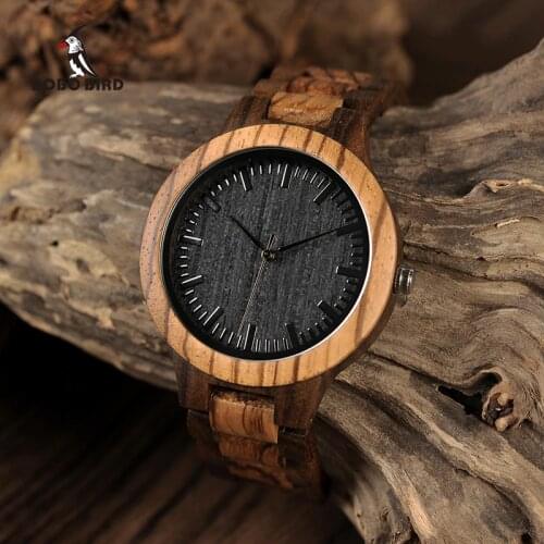 Relogio masculino BOBO BIRD Wood Men Watch Zabra Wooden Timepieces Quartz Watches for Men Watch in Gift Box Accept Drop Shipping