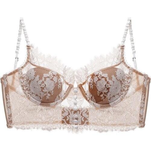 European and American Eyelashes, Lace, Underwear, Gathered, Underwired, Thin U-shaped, Large Backless Bra, Bra