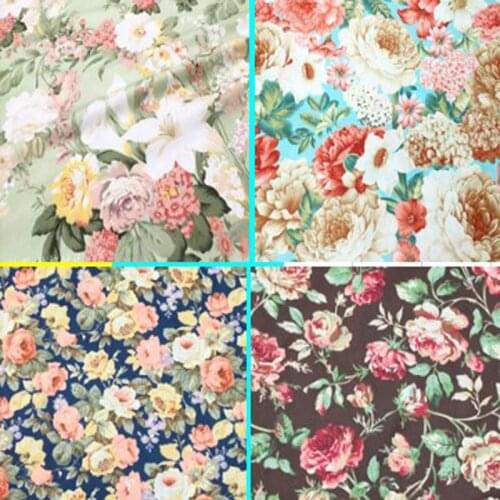 Great Big Blooming Floral Designs Flower Printed Cotton Fabric For DIY Sewing Quilting Cloth Bedding 50x160cm