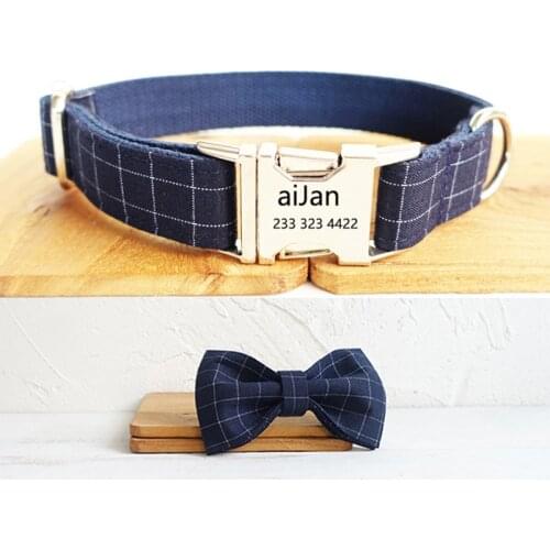 Personalized Dog Collar Engraved Custom Adjustable Collars Small Medium Large Dog Cat Collar Bow-knot Nylon Quick Release Buckle