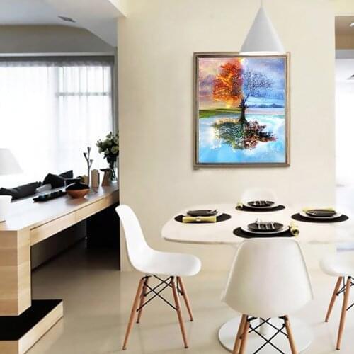 Painting By Numbers 40x50cm Magical Four Seasons Tree Scenery Canvas Wedding Decoration Art Picture Gift