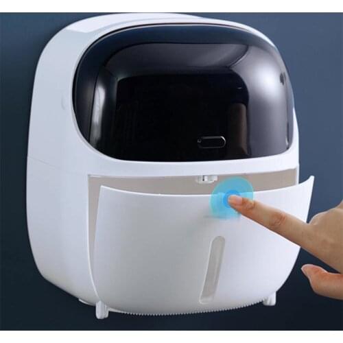 Toilet Tissue Box Waterproof Non-punch Wall-mounted Multifunctional Creative Cute Bathroom Toilet Storage Rack