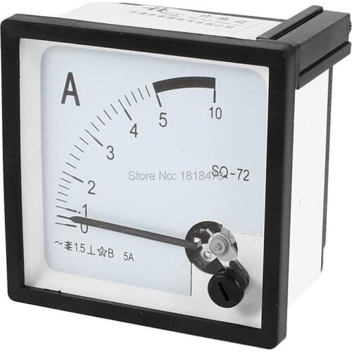 SQ72-5A 1A 2A 3A 10A 15A 20A 30A 50A Square Panel Mounting Moving Vane 0-5A AC Analog Ammeter 72mm x 72mm