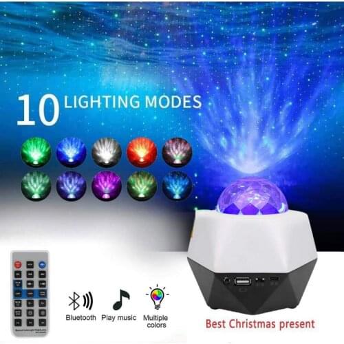 LED Music Starry Sky Projection Lamp Colorful Galaxy Projector Lamp Blueteeth USB Voice Control Music Player LED Night Light