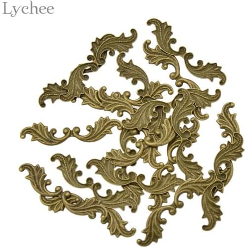 Lychee Life 20pcs Brass Leaf Shaped Stamping Scrapbooking Embellishments DIY Handmade Craft Home Decoration