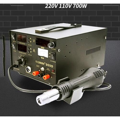 SAIKE 909D Three-in-one Multi-function Soldering Station 2A Hot Air Desoldering Station 15V Smd Rework Station