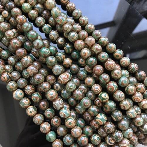 AAANatural Stone China Tibetan Agat Dzi Beads Green Eyes Agates Stone Round Loose Beads For DIY Jewelry Making