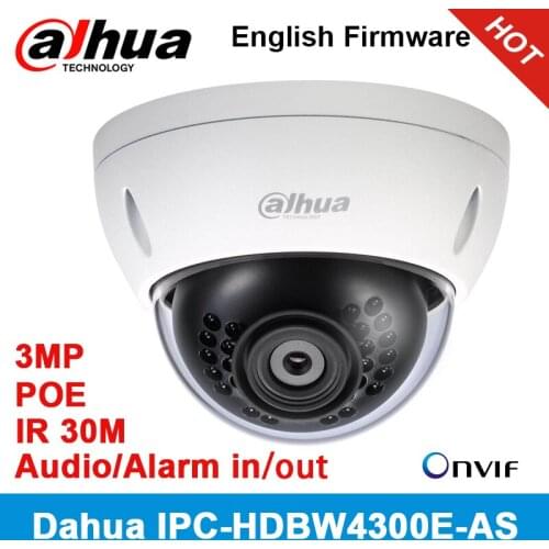 New English Firmware Dahua IPC-HDBW4300E 3MP DH-IPC-HDBW4300E-AS Waterproof IP Dome IP66, IK10, PoE Fixed Lens Onvif with POE