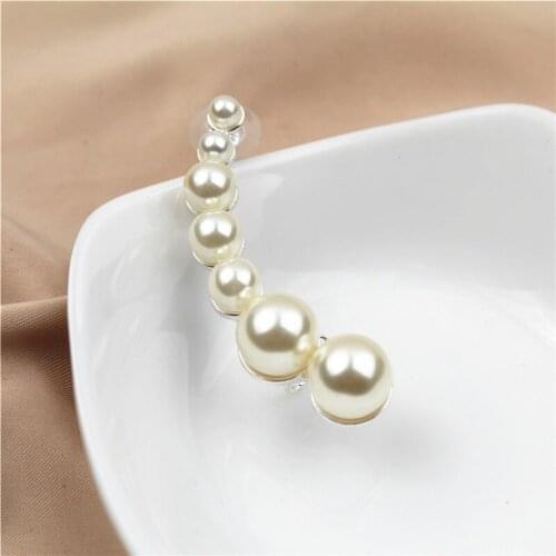 New Fashion Sweet Round Artificial Pearl Earrings Clips for Women One Ear Stud Earrings Jewelry Accessory Party Gift