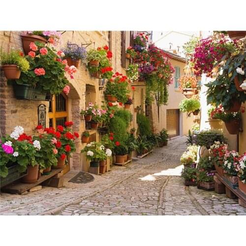 Canvas Size Full Square&Round Diamond Painting Landscape DIY Diamond Embroidery Street Flower Decoration Home