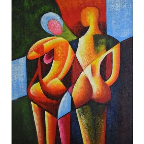 Hand Painted Modern Abstract Oil Painting on Canvas Nude Couples Canvas Painting Wall Picture Painting for Bedroom Decoration