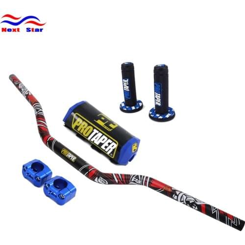 11/8'' Handle Bar 28mm Pro Taper Handlebar Grips Metal Mulisha Clamps Pad MX Motorcross For SUZUKI KAWASAKI GSXR RMZ RMX KX KLX