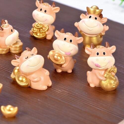 Become Rich Bull Statue Ornaments Decor For Home Decoration Table Miniature Taurus Bonsai Plants Micro Garden Landscape DIY