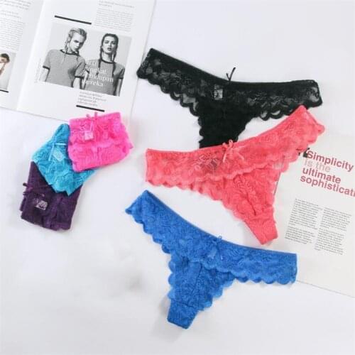Lace Womens Sexy Lingerie Thongs G-string Underwear Panties Briefs Ladies T-back Thongs Female Girls Floral Pantys Underpants