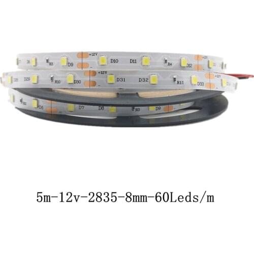 LED Strip Light 5M 12V SMD2835 60Leds/m Flexible LED Tape Ribbon Waterproof Stripe Light for Home Decoration White /Warm White 8