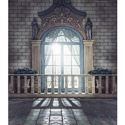 TR Photo Backdrop 10x12 Vintage Castle Background Backdrops for Wedding Photography Grey Brick Wall with Stone Fence Studio Prop