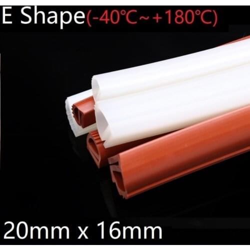 E Shape Seal Strip 20mm x 16mm Soft Silicone Rubber Car Sealing Bar Oven Freezer Door Steaming Machine Weatherstrip Red White