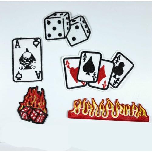 Poker Playing Card Embroidery Iron on Patch Applique Clothing Diy Supplies Decorative Badge for Jacket Jeans