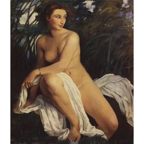 High quality original impressionist art, hand painting on canvasClassical body art, charming nude women in the jungle