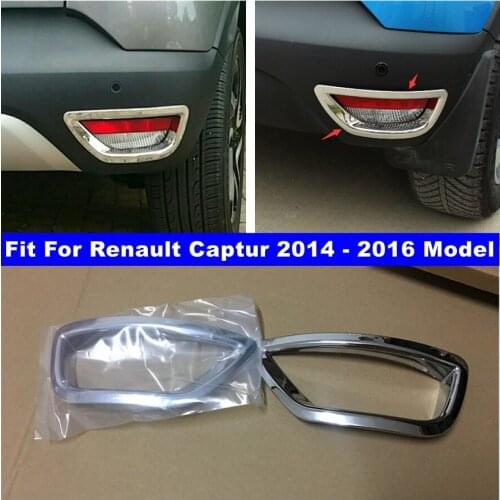 Car Accessories Rear Bumper Fog Lights Lamps Decoration Cover Trim Fit For Renault Captur 2014 2015 2016 ABS Chrome Exterior Kit