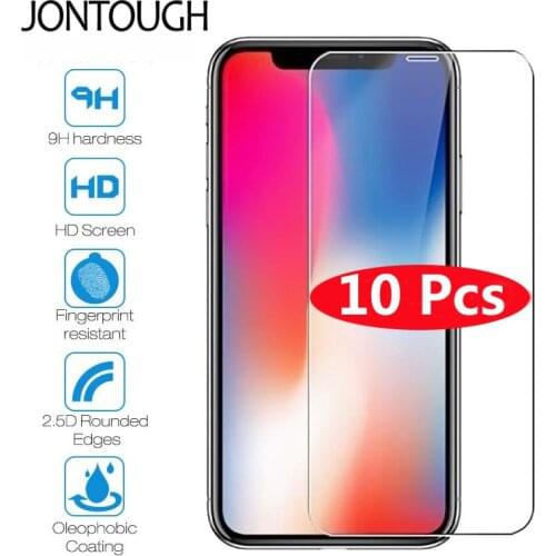 10Pcs Tempered Glass For iPhone X XS MAX XR 6 6s 7 8 Plus Screen Protective Film For iPhone 5 5s SE 5c Glass Protector