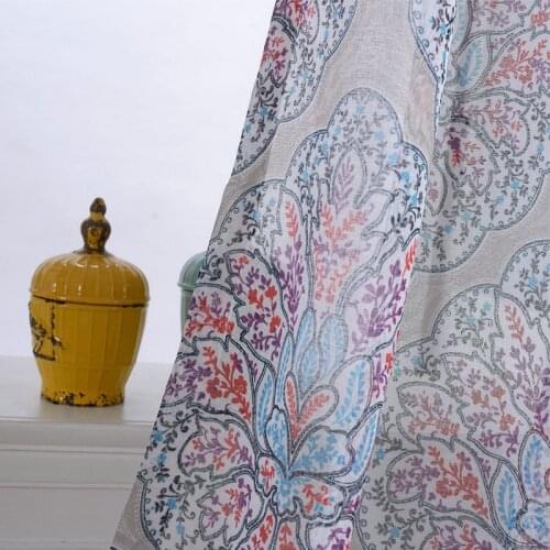 Purple Flower Gorgeous Modern Floral Printed Curtains Drape Panel Sheer Tulle For Living Room Kitchen Bedroom