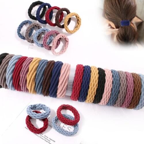 20pcs/pack Wholesale Woman Daily Rubber Bands Strong Elastic Hair Bands For Girls Pigtail Hair Rope Bulk Sale Thick Hair Ties