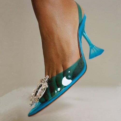 2020 Summer Sexy Luxury Crystal Clear Women High Heels Shoes Sandals Runway Brand Goblet Heels Ladies Party Wedding Pumps Shoes