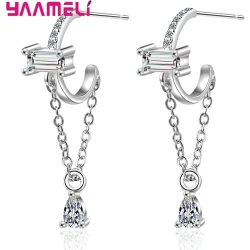 925 Sterling Silver Jewellery Earrings for Women Men Punk Statement Water Drop Zircon Party Fashion Accessories Gift