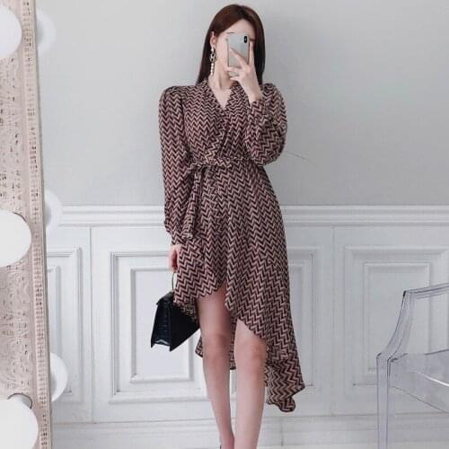 S-XL Plus Size Autumn and Winter Dress for Women Long Sleeve Asymmetrical Bandage Dress Ladies Casual Korean Dress Plus Size XL