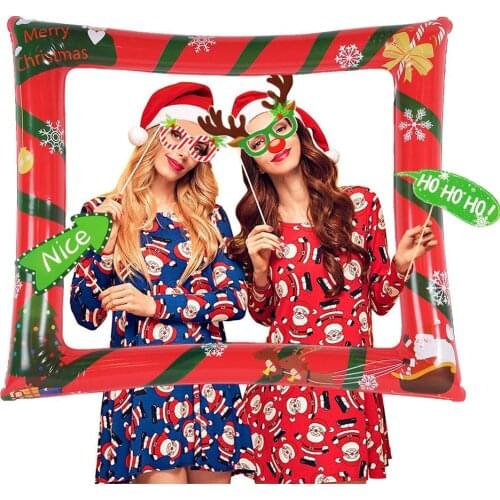 1pc Fun Christmas Inflatable Photo Booth Frame Festive Props Holiday Reunion Party Decorations Merry Xmas Santa