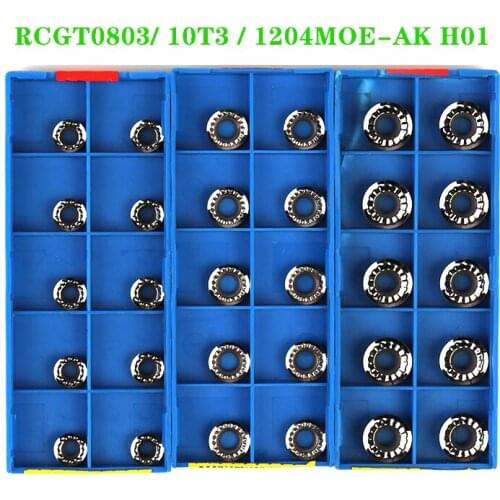 10PCS RCGT0803 RCGT1003 RCGT10T3 RCGT1204 RPGT0803 MOE AK H01 Carbide Insert CNC Lathe Milling Tool RCGT RPGT Blade for Aluminum