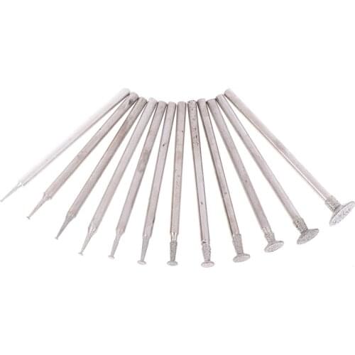 12Pcs Drill Diamond Grinding Head Bur 2.3mm Jade Stone Carve Polish Engrave Tool Drop Shipping
