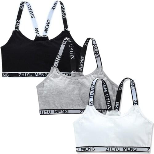 3pc/Lot Cotton Underwear Children Training Bra Young Girls Bra Teenager Tops 8-14Years