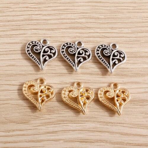 20pcs 13*14mm Alloy Lovely Heart Charms for Pendants Necklace Earrings Bracelets DIY Handmade Charms Jewelry Making Accessories