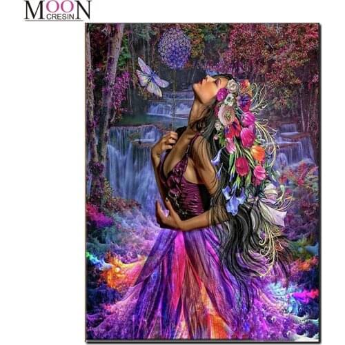 5D Diy Diamond Painting Beauty Wear Flowers Embroidery Cross Stitch Mosaic Full Square Round Drill Rhinestones Home Decor Needle