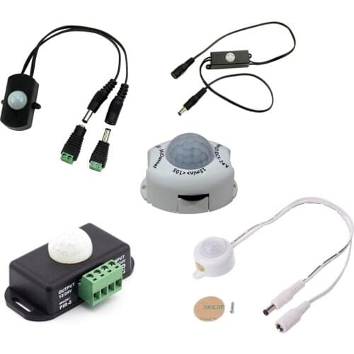 Motion Sensor Light Switch 12V PIR Sensor 24V 5V Movement Detector Timer Infrared Automatic Switch ON OFF Switch Light Outdoor