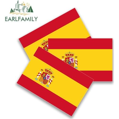 EARLFAMILY 13cm 3Pcs Spain Flag Car Assessoires Stickers Waterproof Decal RV JDM Vinyl Car Wrap Motorcycle Laptop Decor