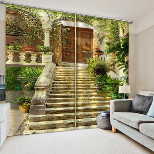 Europe house stairs curtains Customized size Luxury Blackout 3D Window Curtains For Living Room