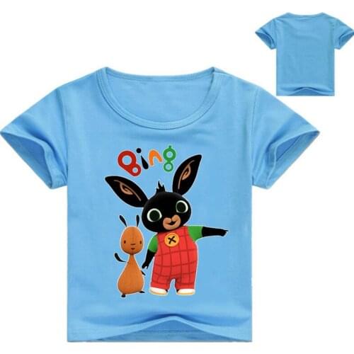 Lovely 2-14Years Red Bing Rabbit Tshirt Childrens T-Shirts Cartoon Animal Friends Boys T Shirt Kids Summer Clothes Girl Shirts