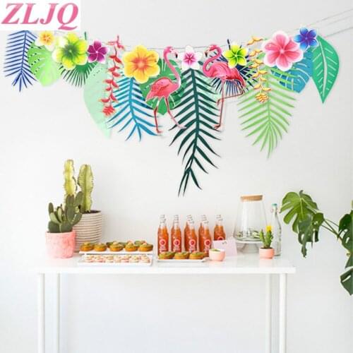 ZLJQ Hawaiian Luau Hibiscus String & Colorful Sproilk Faux Flowers Table Hula Grass Skirt for Party Decoration, Events, Birthday