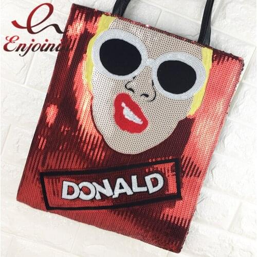 Fashion personality punk sequins embroidery sexy women handbag casual ladies shoulder bag tote shopping bag