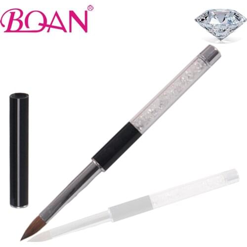 BQAN 5 Pcs/Lot 10# Crystal Rhinestones Handle Black Pure Kolinsky Sable Hair Acrylic Nail Art Brush Manicure Art Tool