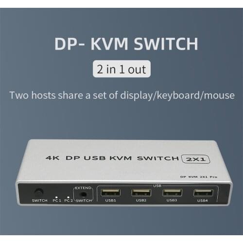 Controller 4K 60Hz Dual Port 1 Out KVM Switch Displayport HDMI USB Monitor Connection Stable Computer 8K