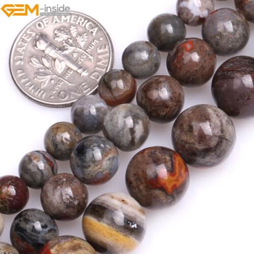 6mm-10mm Round Natural Gray Morocco Red Lace Agates Beads for Jewelry Making Strand 15 Inches Necklace DIY Gem-inside