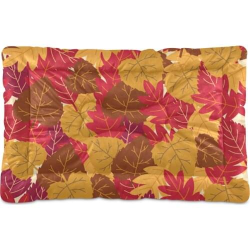 Soft Ped Bed Anti-Slip Four Season Warm Cozy Sleeping Pet Mat Leaf Print Thicken Mattress For Large Medium Small Dog Cat Cushion