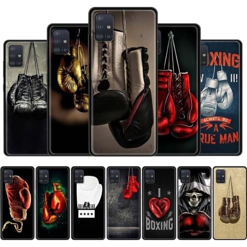 Black Soft Case for Samsung A51 A71 A21s A31 A12 A41 A32 M31 A52 M51 A11 A02s M30s A01 Capa Phone Cover Boxing Gloves Shell Capa