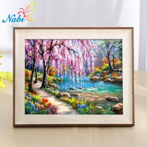 Nabi 100% Diamond Painting Landscape Flowers Diy Full Diamond Embroidery Scenery Mosaic Picture of Rhinestone Home Decor Art